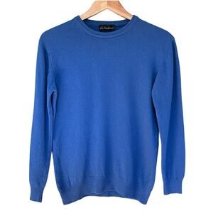 CASHMERE Blend Silk Wool Men's Small Sweater Blue Soft Crew Neck Pullover